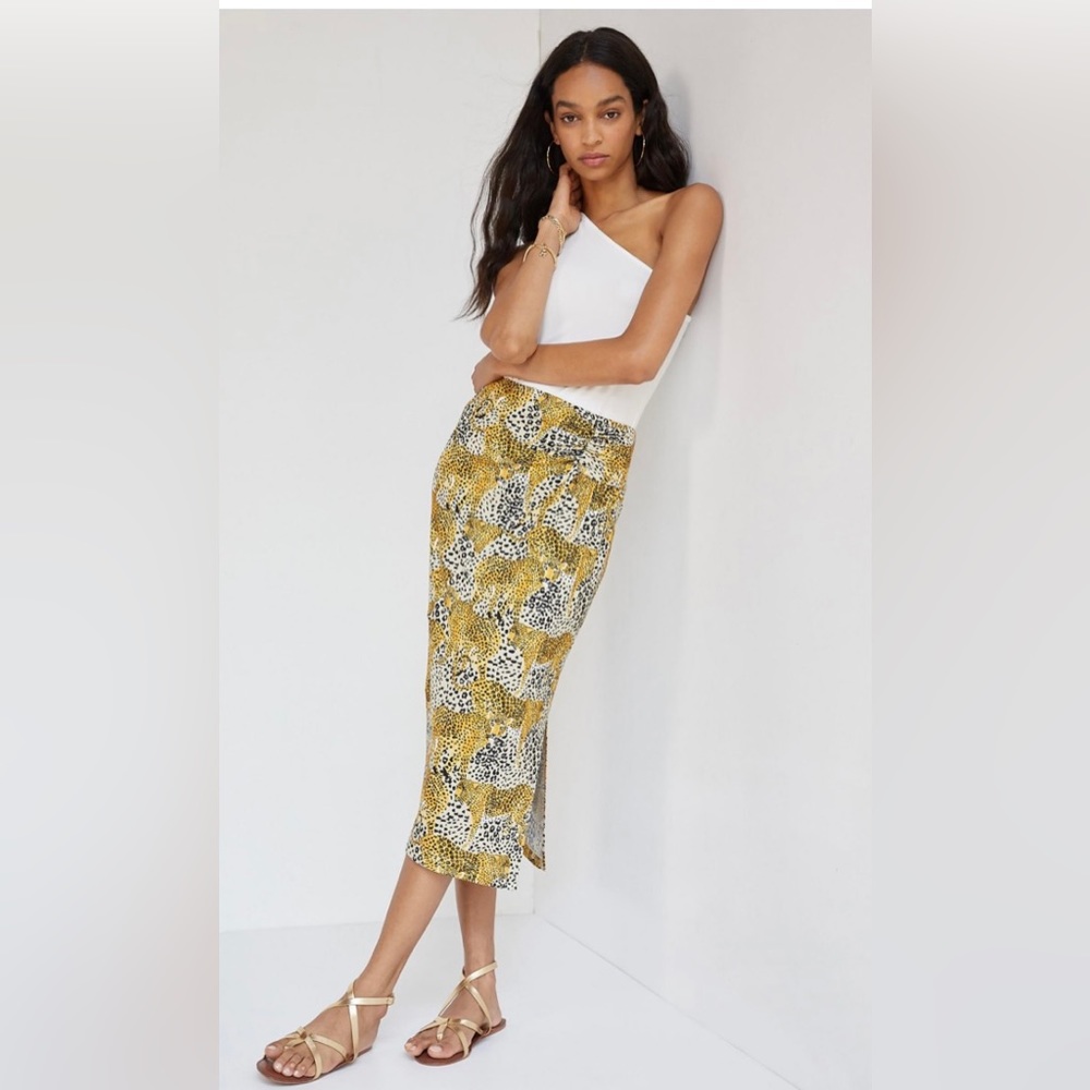 Anthropologie NWOT CoreyLynn Calter Print Knit Leopard Midi Skirt.